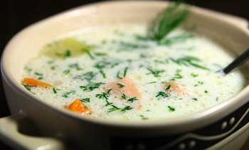 Быстрый суп из лосося со сливками